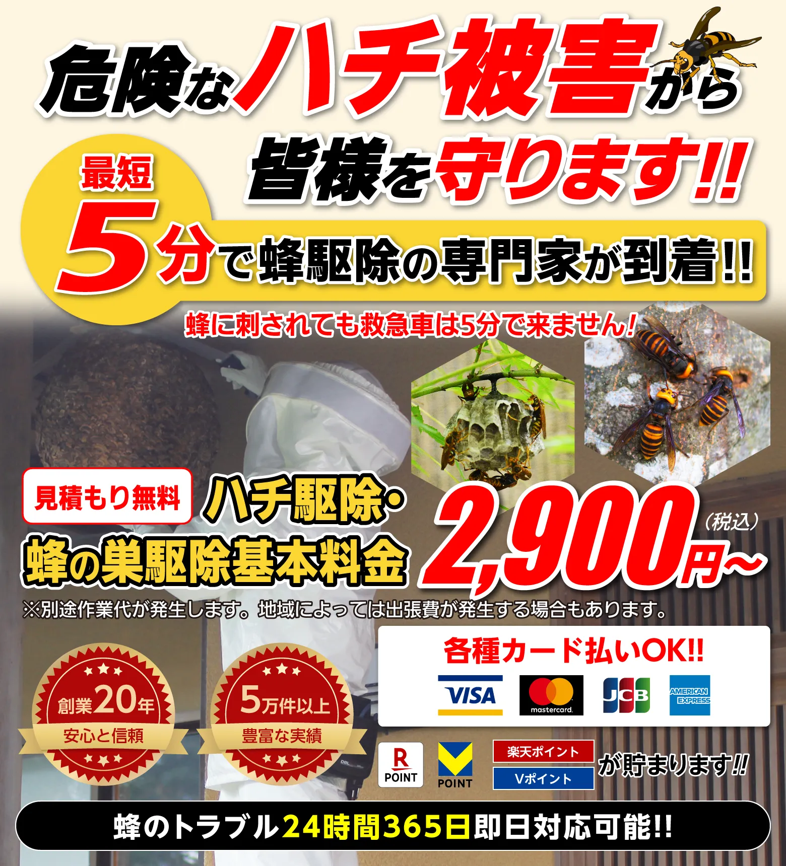 危険な蜂被害から皆様を守ります！！