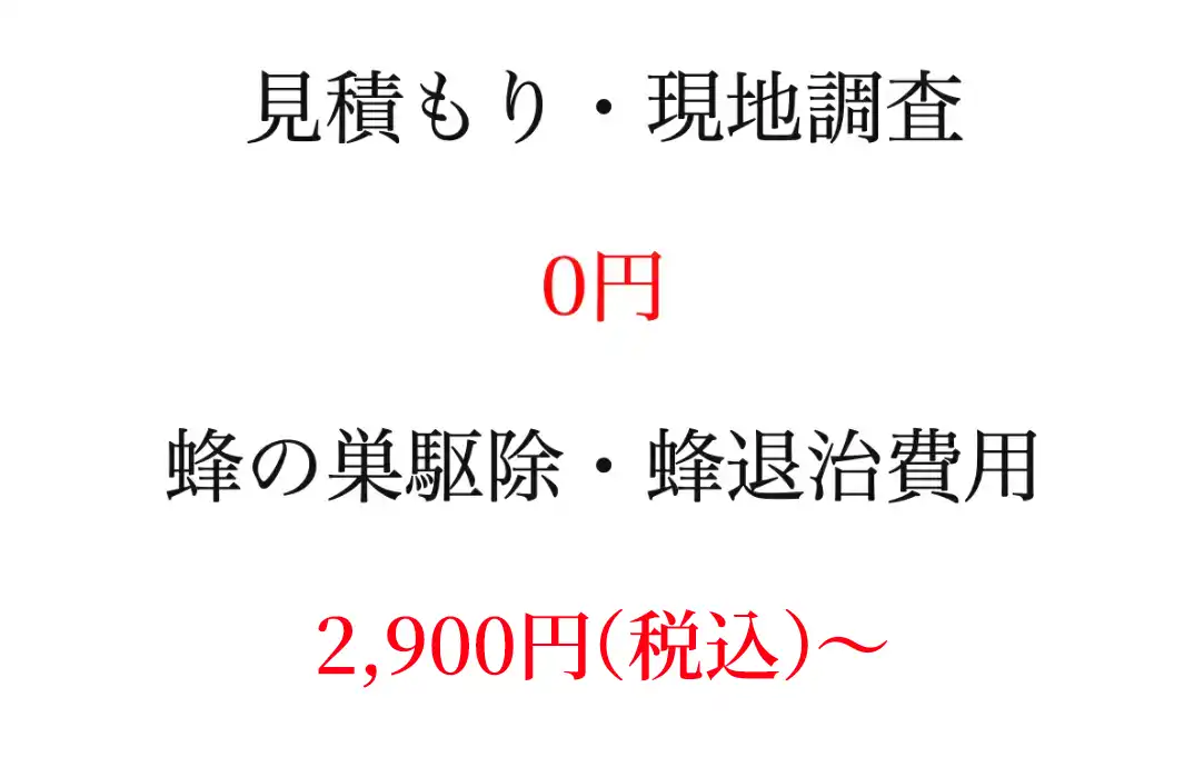 蜂退治・蜂の巣駆除作業料金の目安